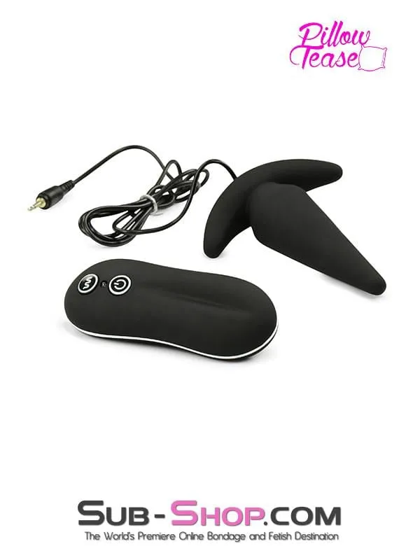 Compact Size Black Silicone Vibrating Rocket Butt Plug, Model 1482M - Ideal for Anal Stimulation