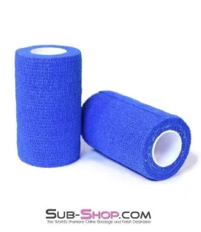 Blue Self-Adhesive Sissy Slave Bondage and Gag Wrap for Pretty Fetish Services