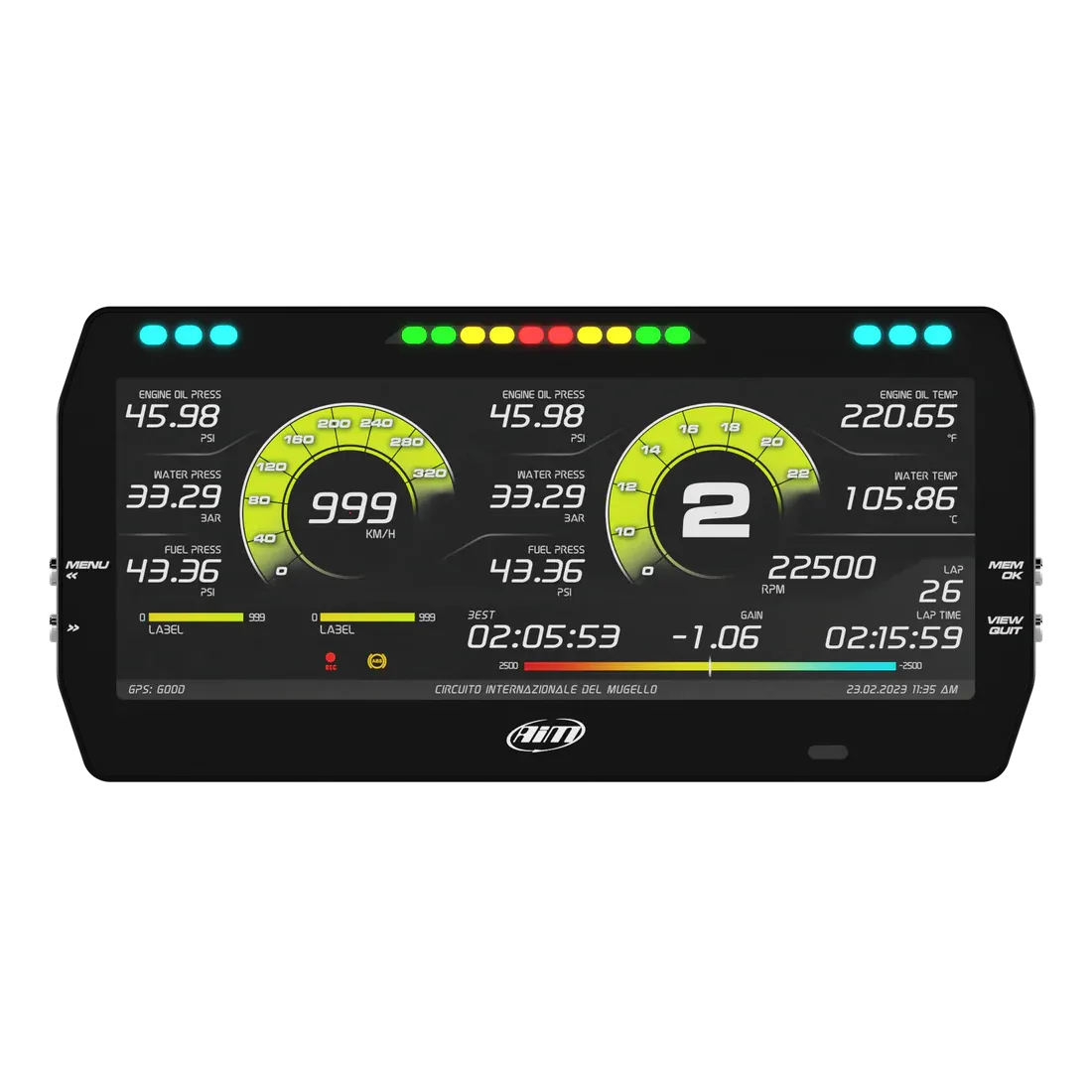 AIM MOTORSPORT 10" TFT MXT Strada 1.3 Digital Display Dash - Race or Road Icons - CAN or OBDII