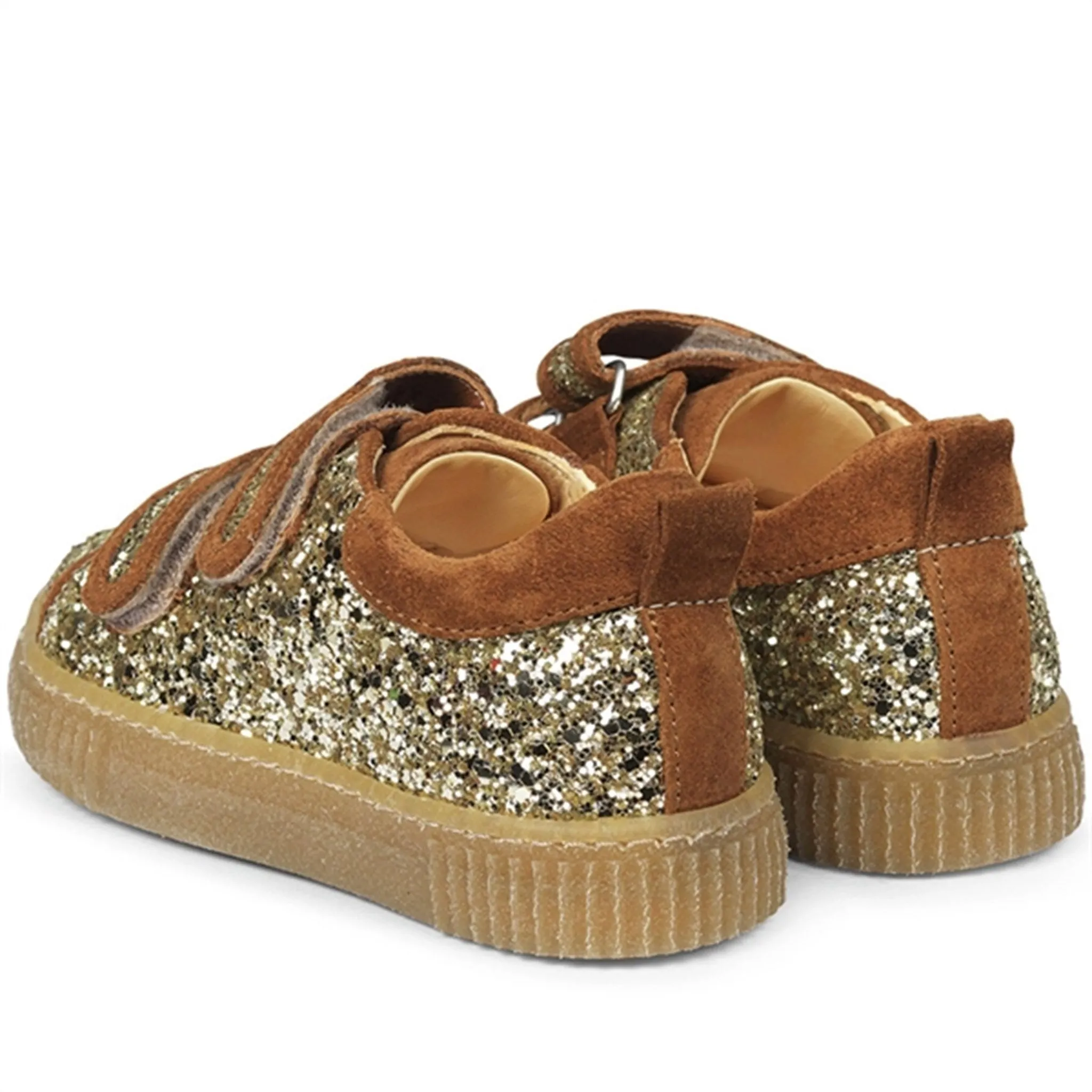 Angulus Sneakers w Velcro Champagne Glitter/Cognac