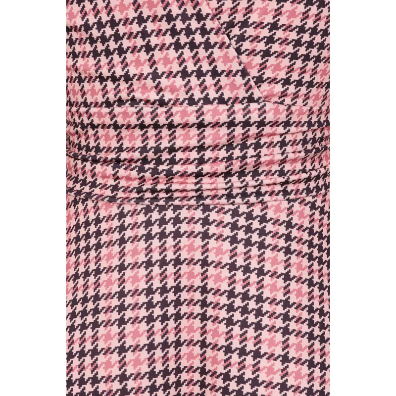 Arabella Dress - Pink Houndstooth