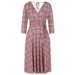 Arabella Dress - Pink Houndstooth