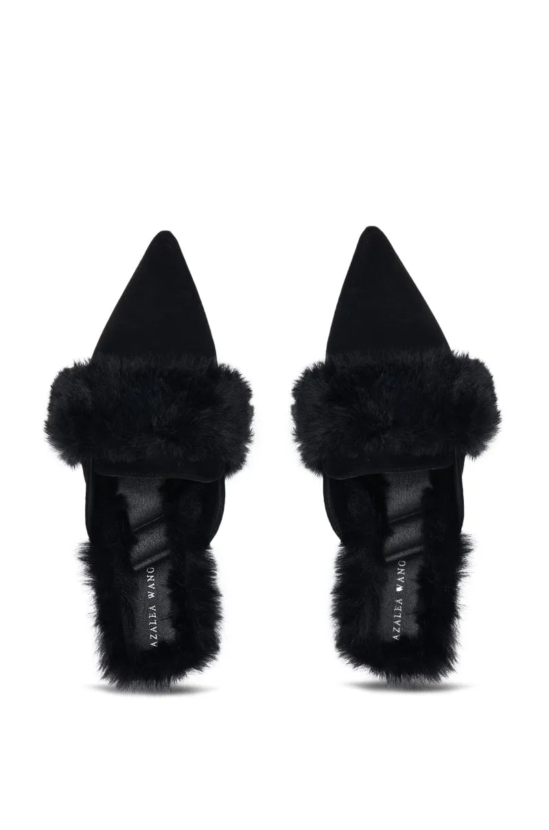 AZALEA WANG COLTRANE FUZZY BLACK FLAT