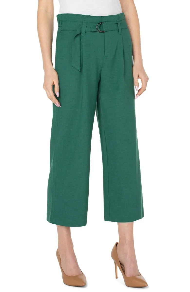 BELTED PAPERBAG WIDE LEG CROP PANT