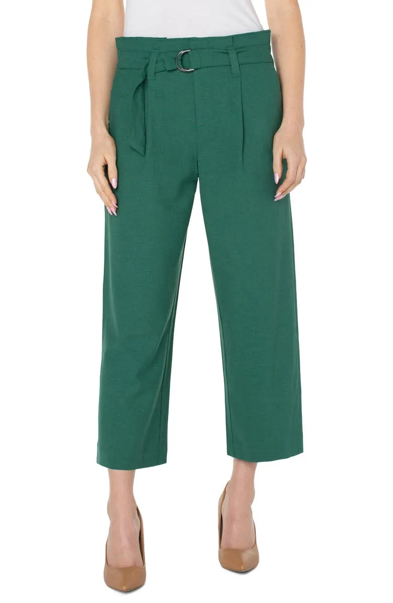 BELTED PAPERBAG WIDE LEG CROP PANT