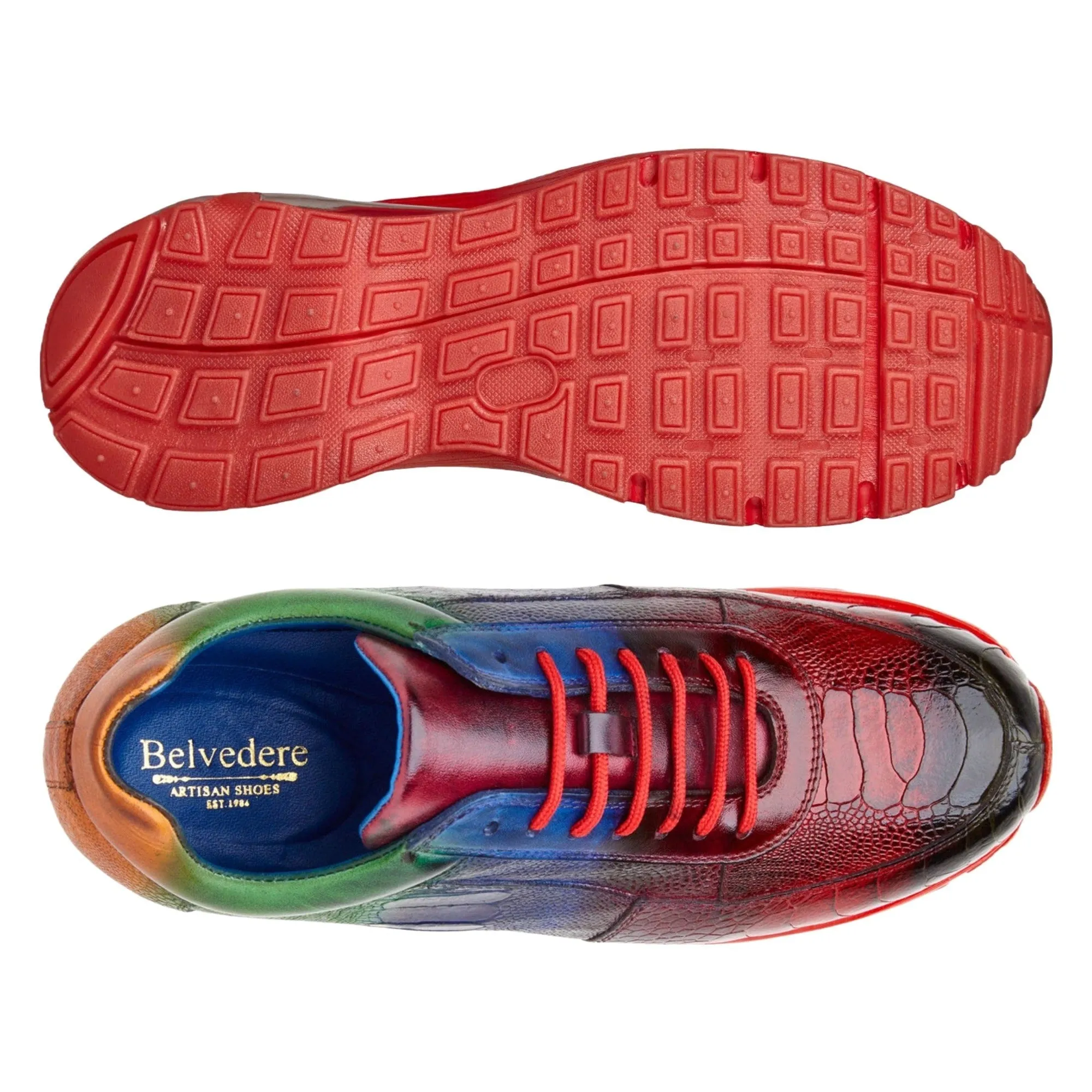 Belvedere George in Multicolor Genuine Ostrich Hand-painted Sneakers