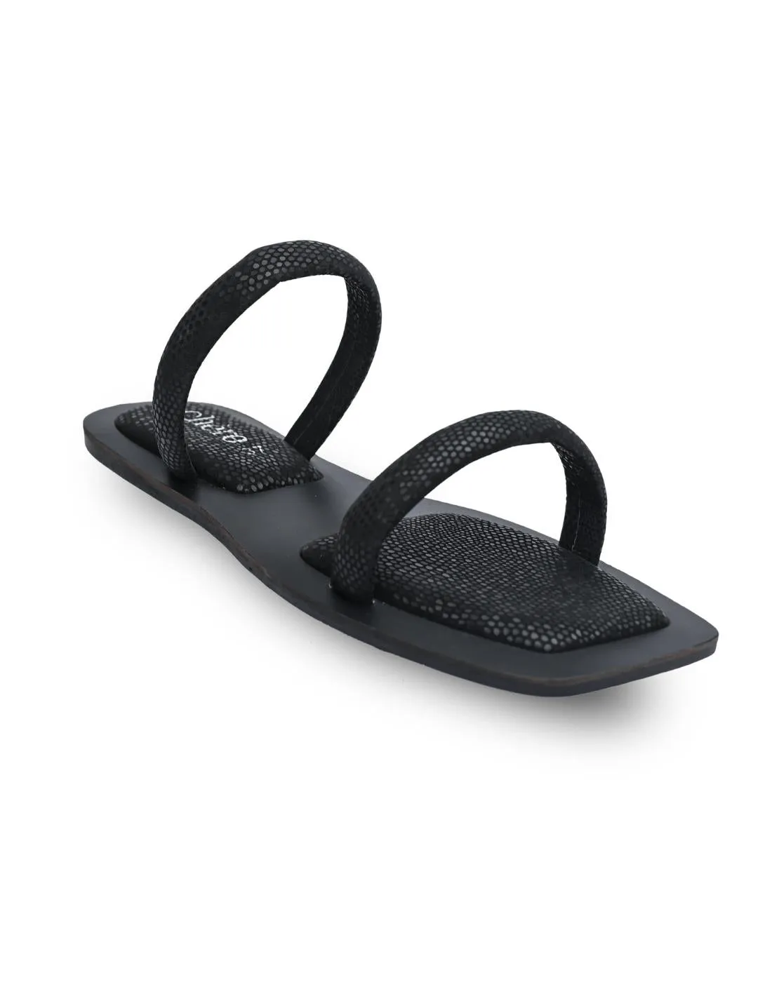 Black Double Strap Flats for Women