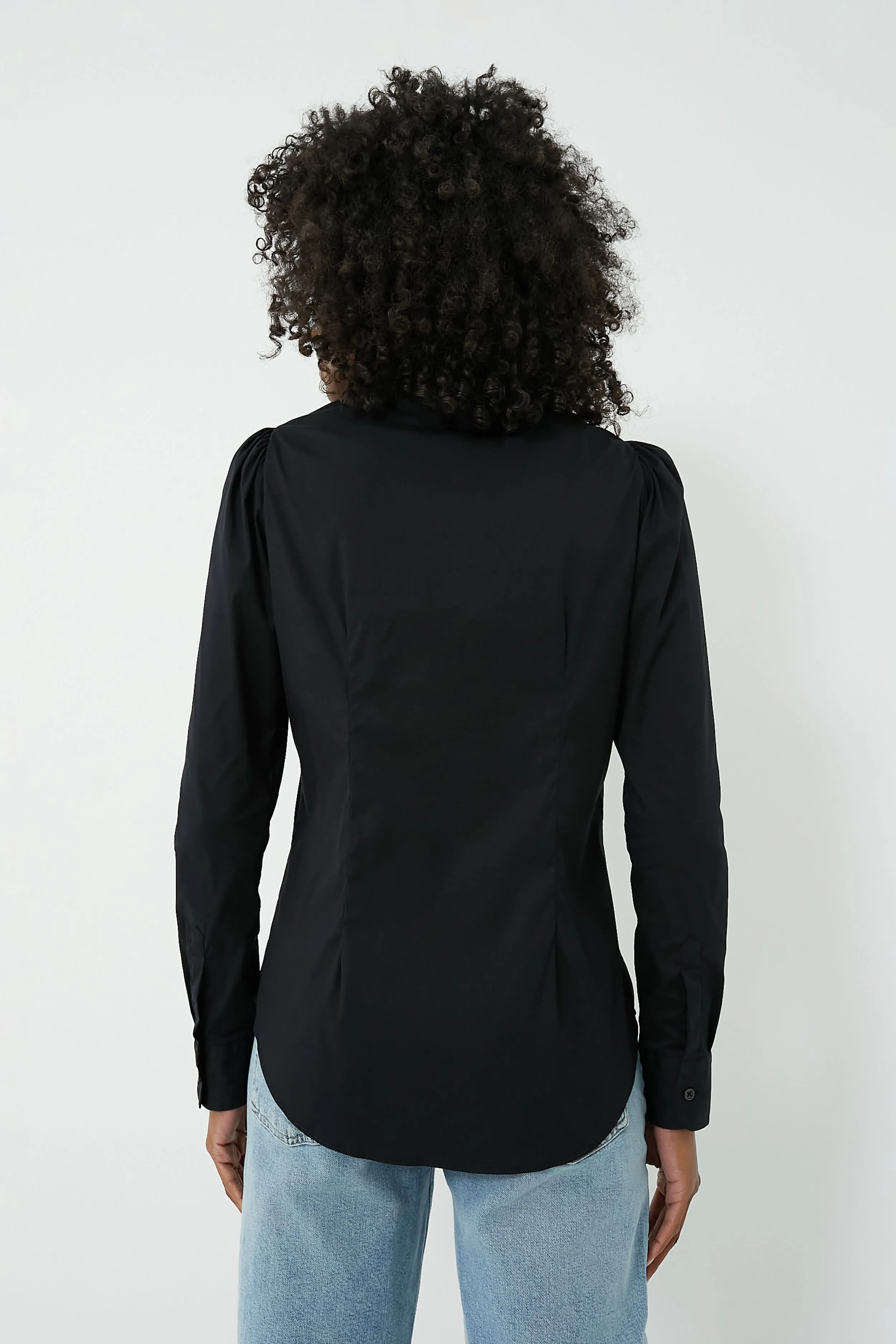 Black Puffed Shoulder Shirt