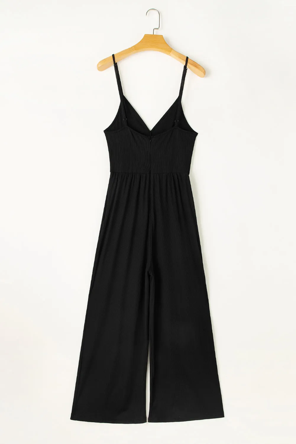 Black Wide Leg High Waist Sexy V Neck Cami Jumpsuit