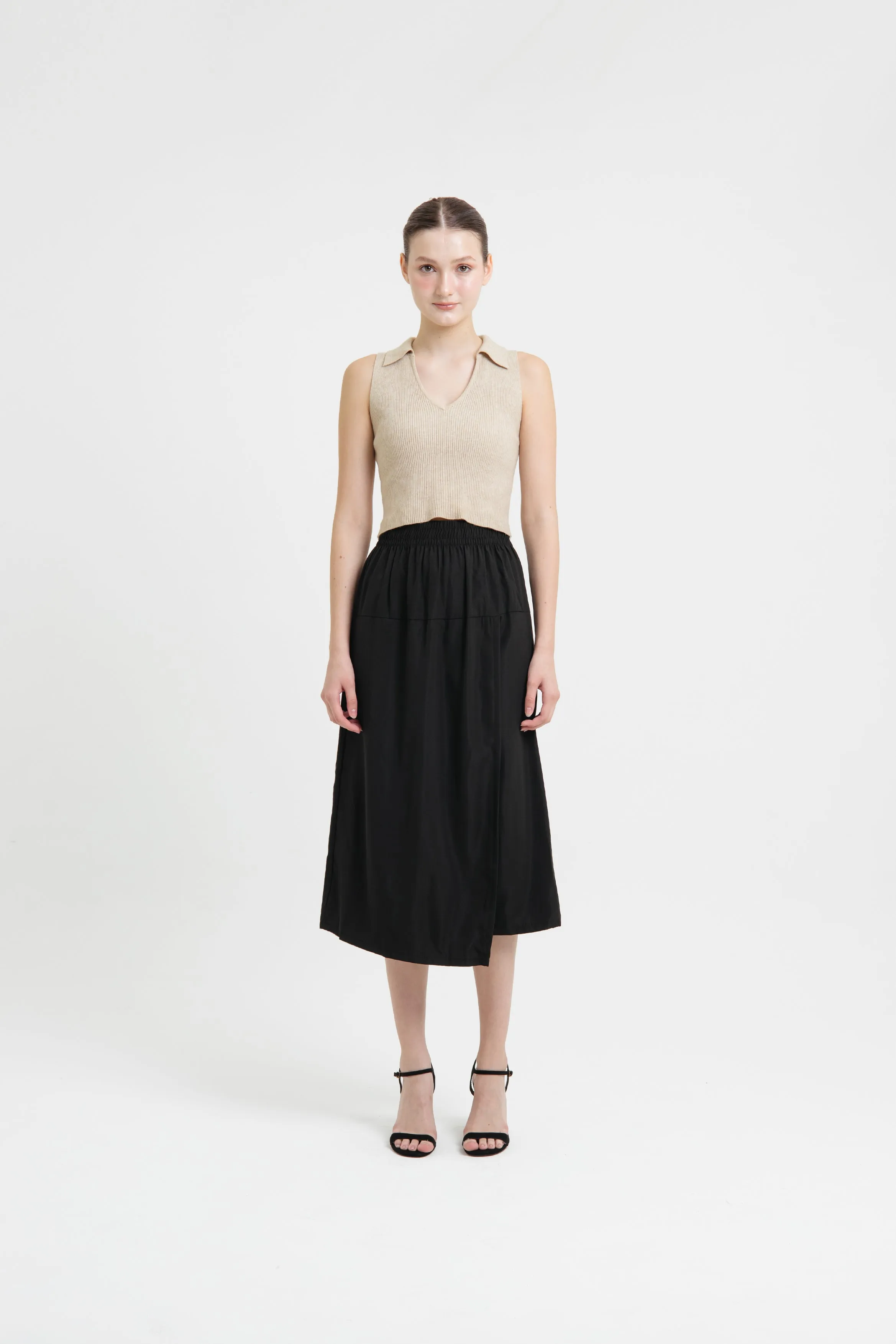 Black Wrap Skirt Pants