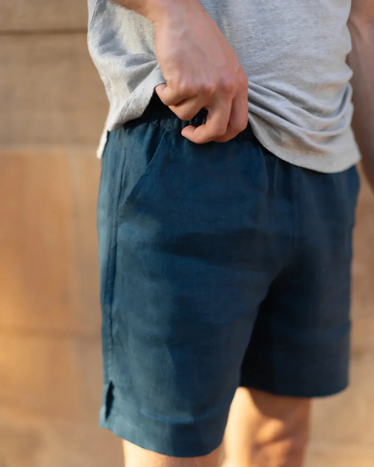 Bo Linen Drawstring Shorts - Dusk