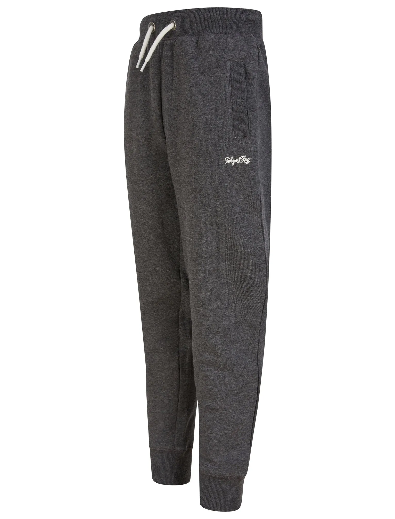 Boys Peckham Brushback Fleece Cuffed Joggers in Charcoal Marl - Tokyo Laundry Kids