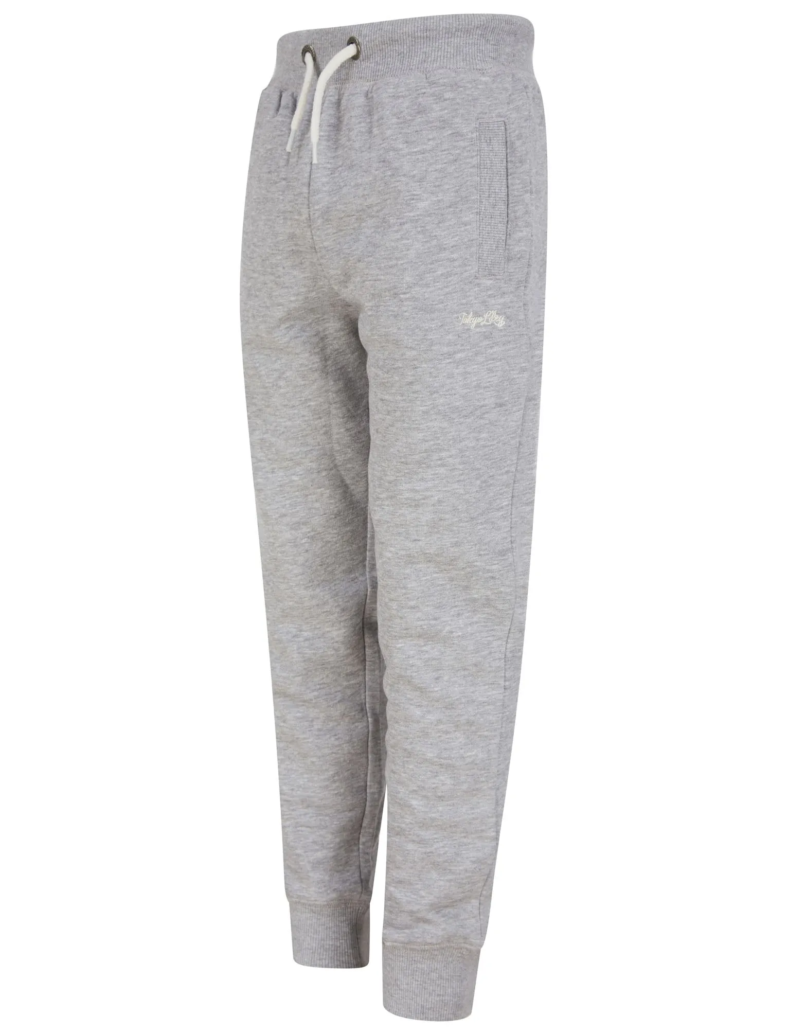 Boys Peckham Brushback Fleece Cuffed Joggers in Light Grey Marl - Tokyo Laundry Kids