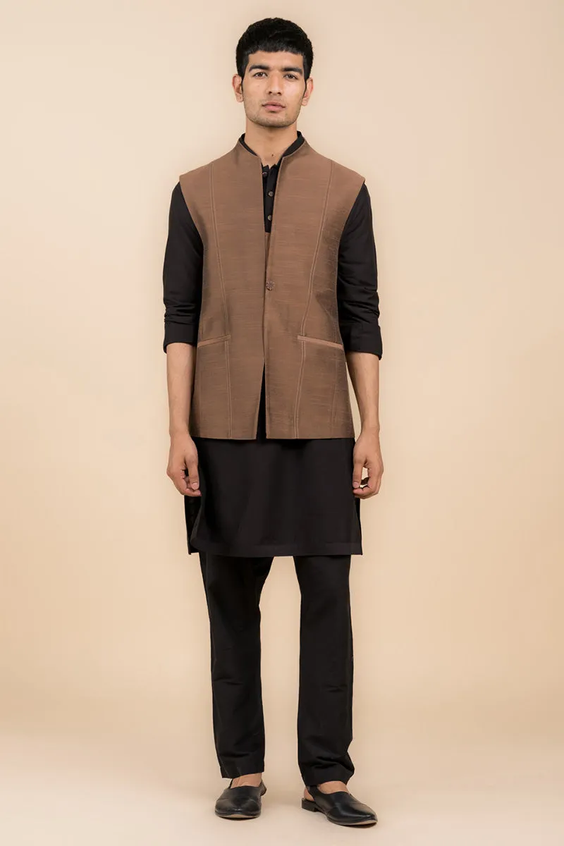 Brown Bundi With Top Stitch Detailing