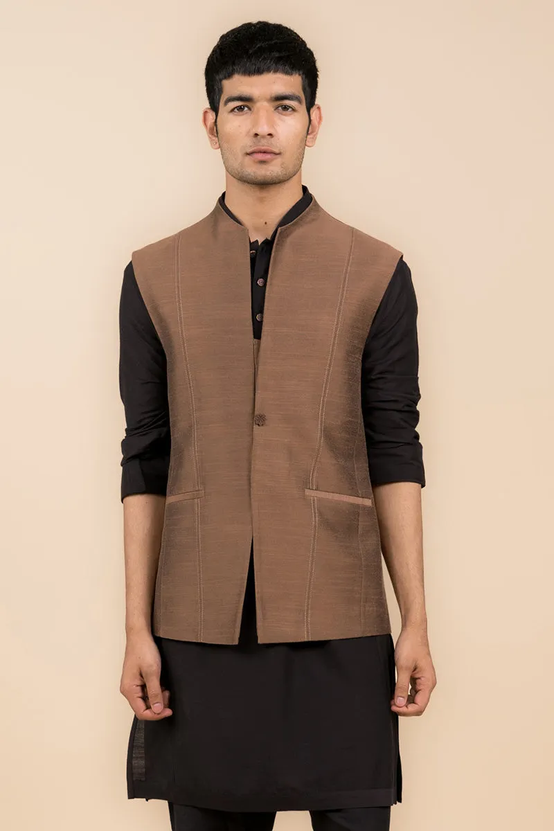 Brown Bundi With Top Stitch Detailing