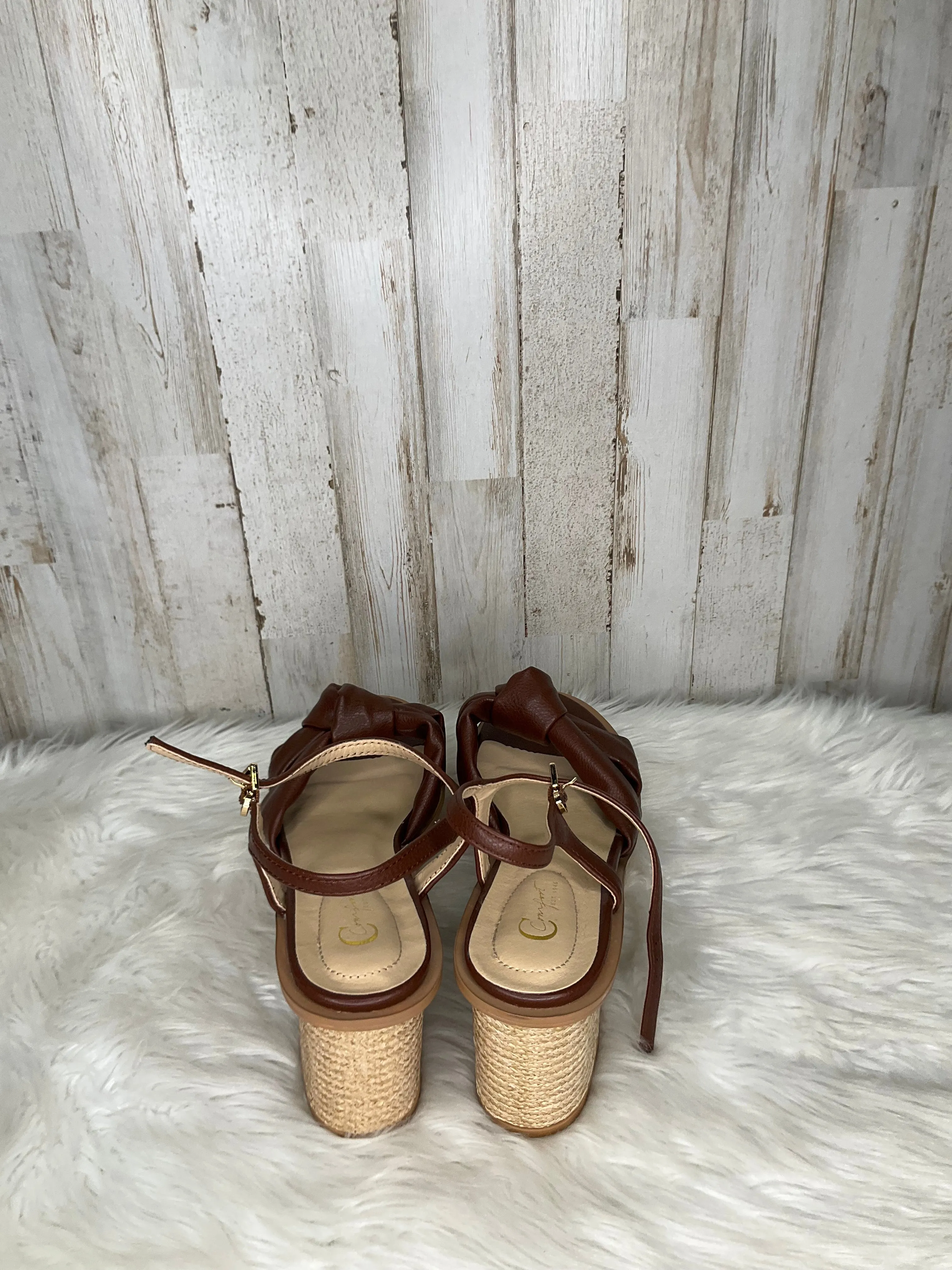 Brown Sandals Heels Block Clothes Mentor, Size 9