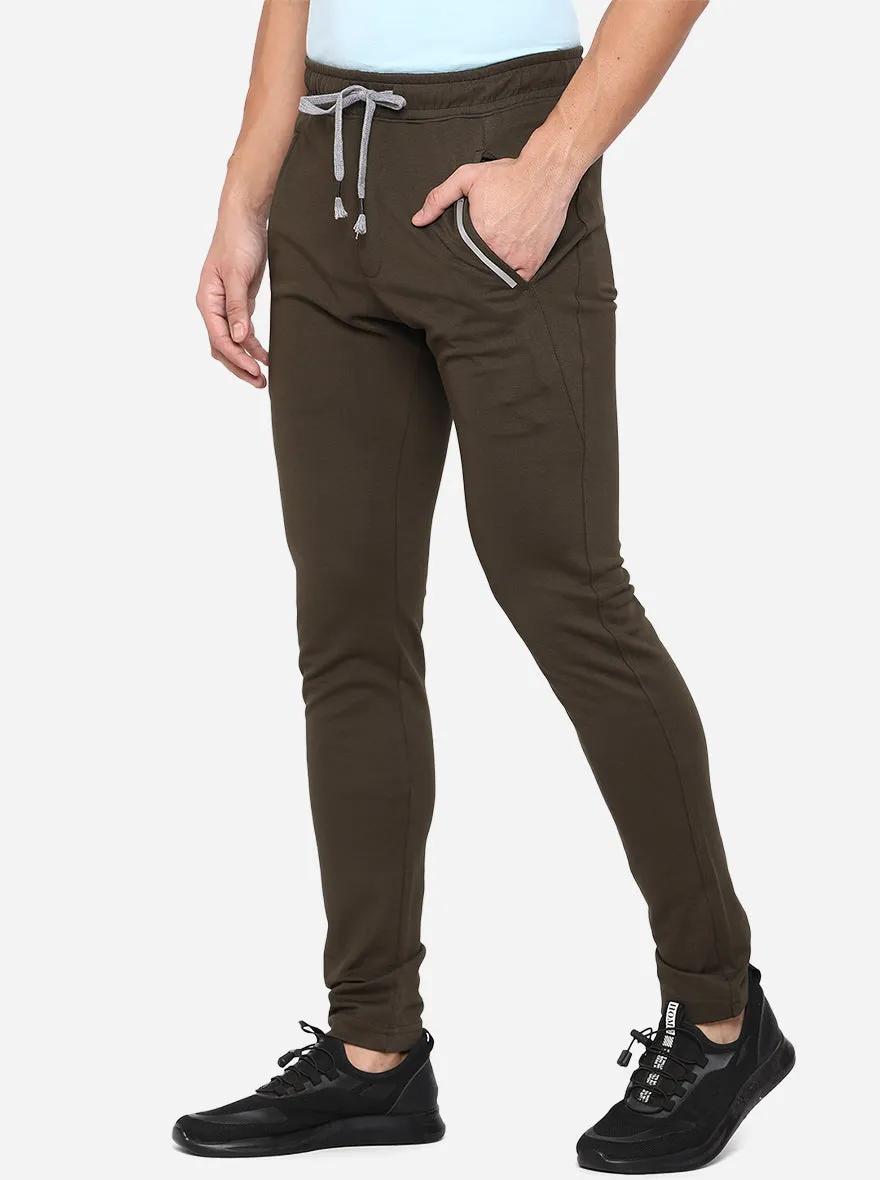 Brown Solid Regular Fit Track Pants | JadeBlue