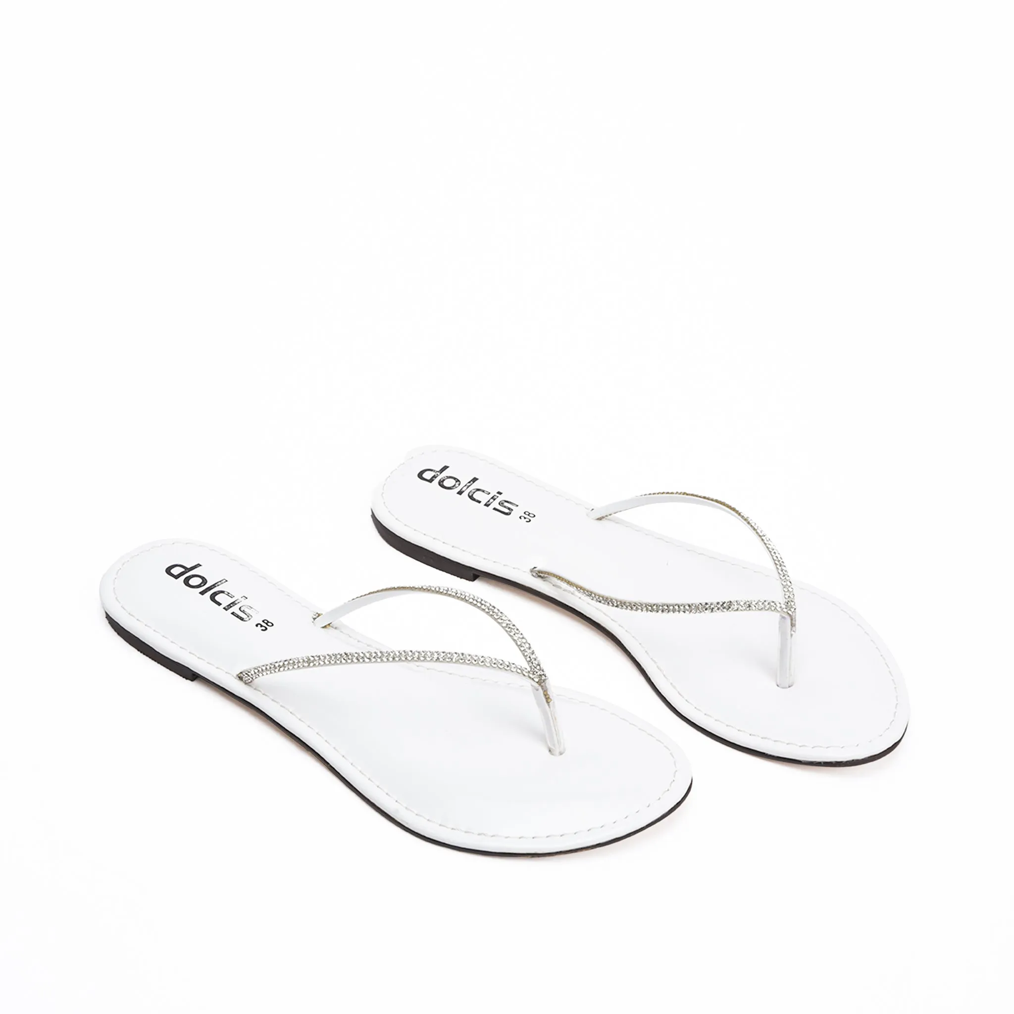 Chic White Patent Leather Flip Flops | 717R-W