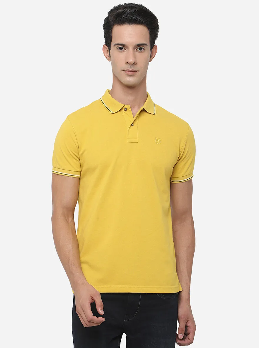 Chrome Yellow Solid Slim Fit Polo T-Shirt | Greenfibre