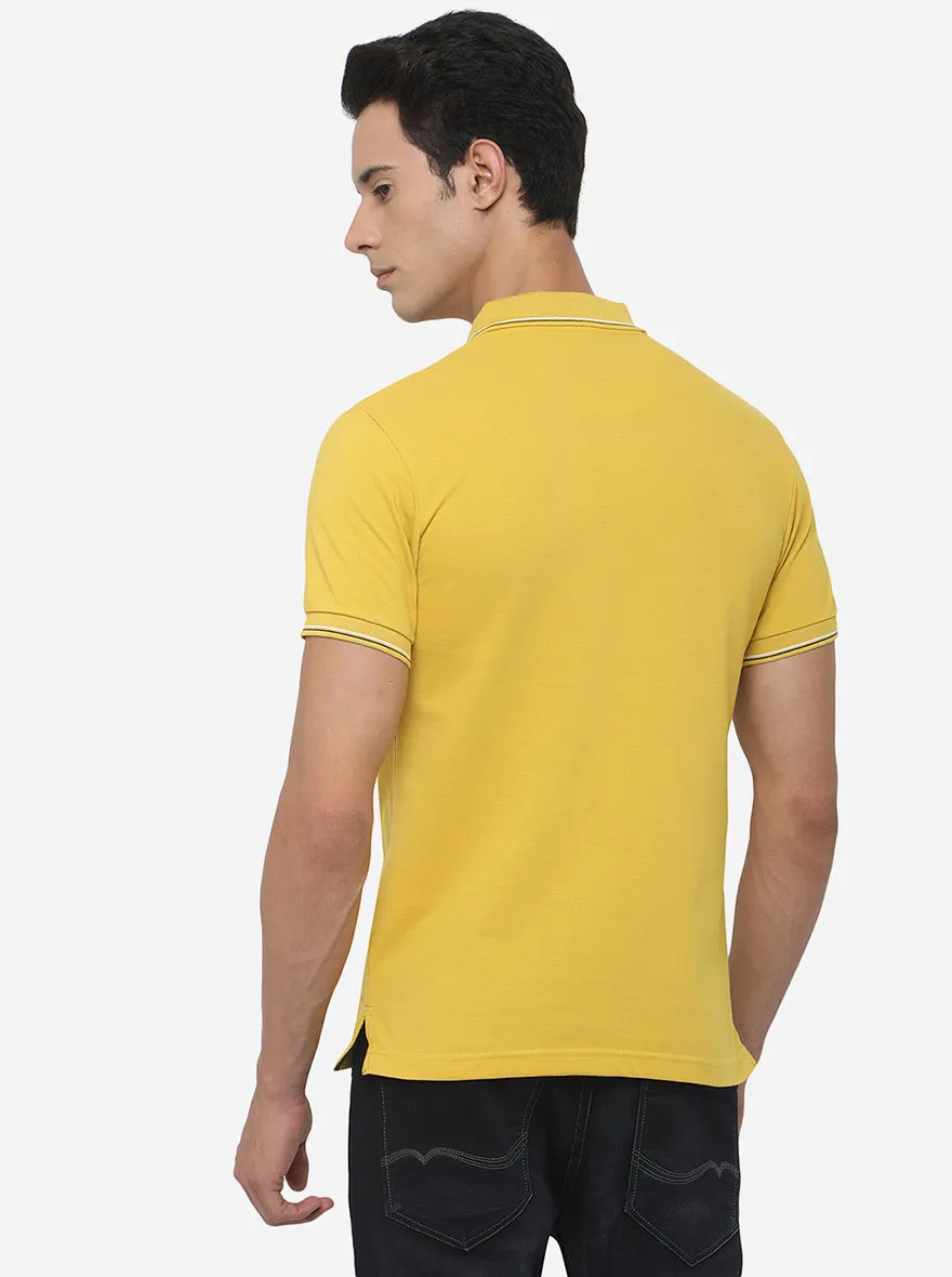 Chrome Yellow Solid Slim Fit Polo T-Shirt | Greenfibre