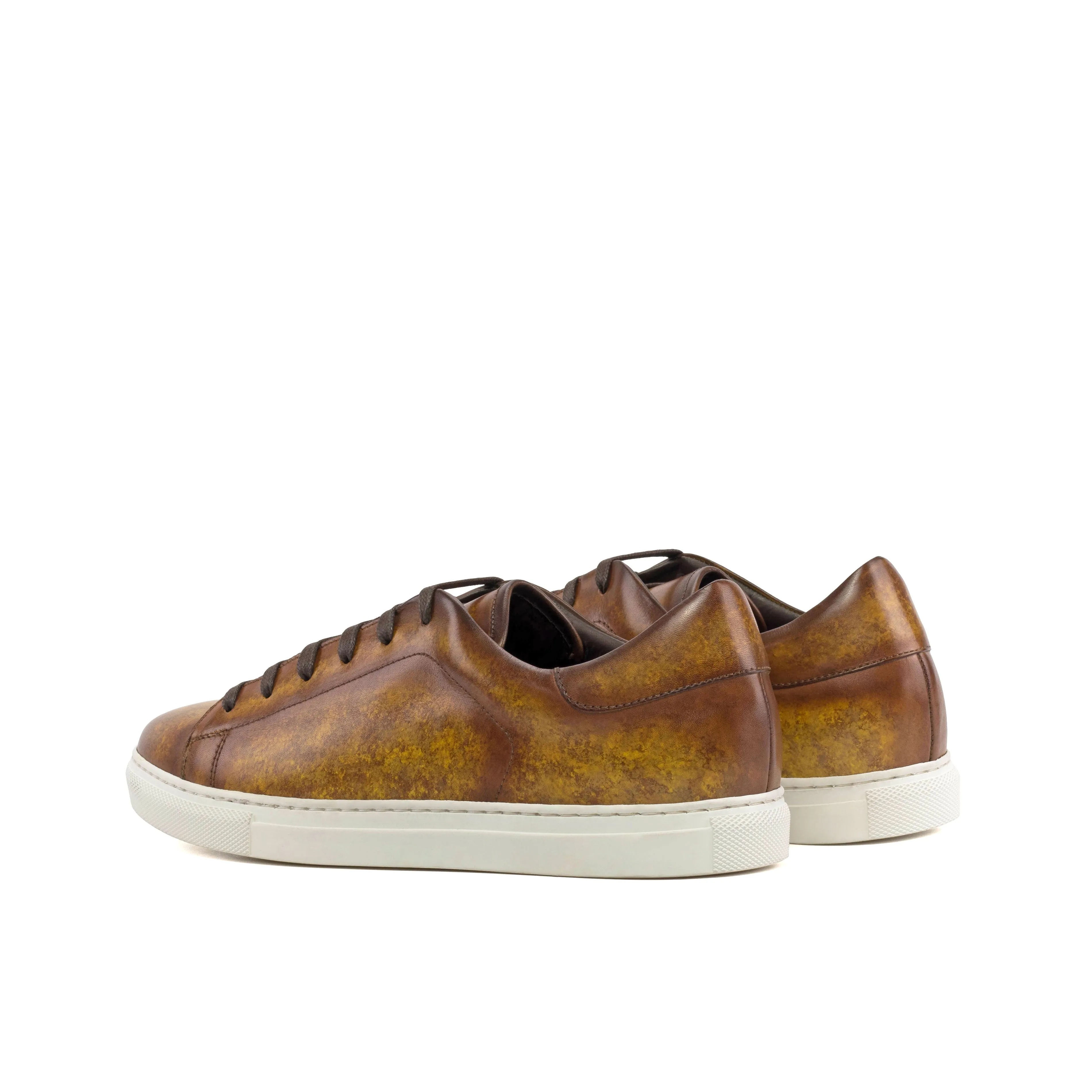 Cognac Patina Leather Trainers