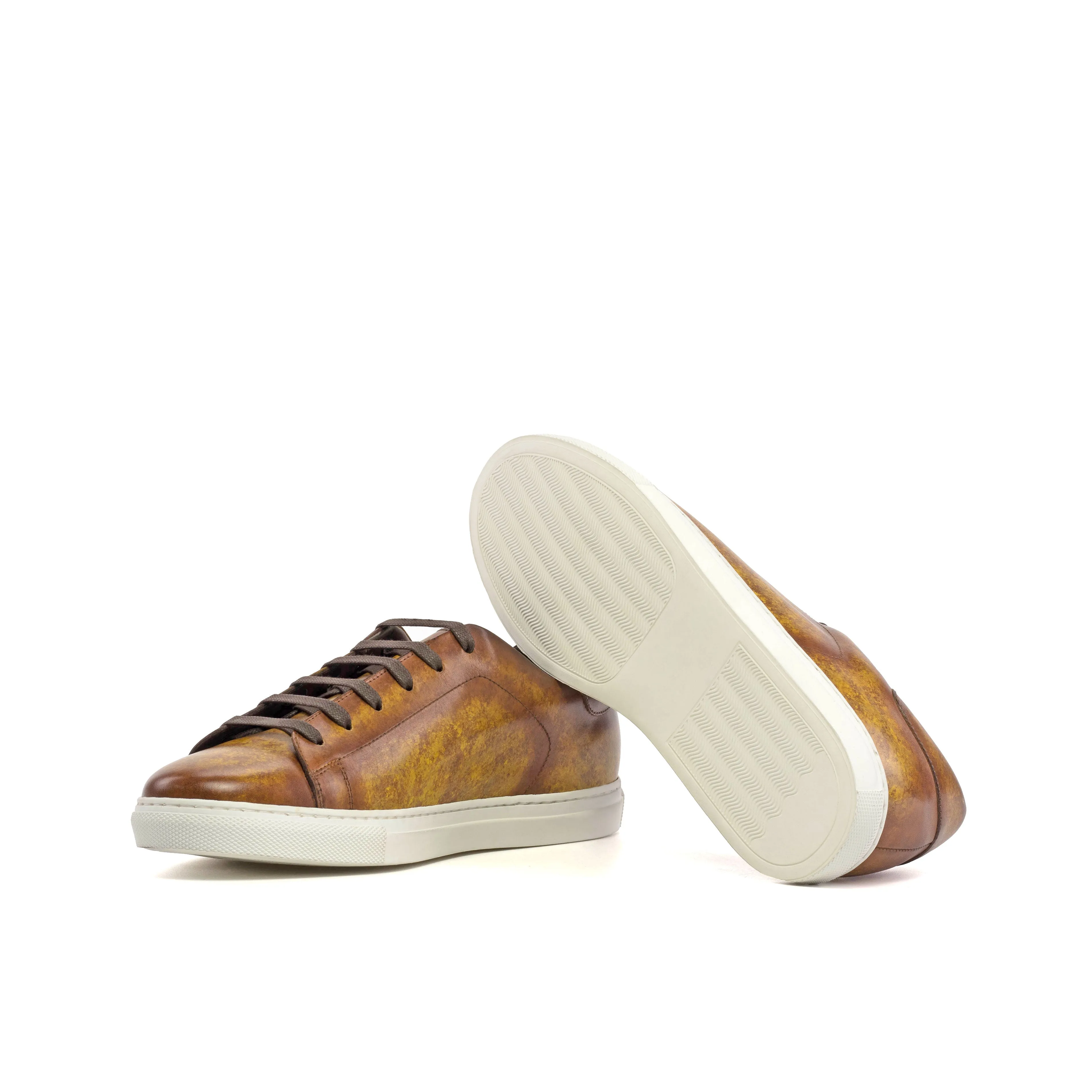 Cognac Patina Leather Trainers