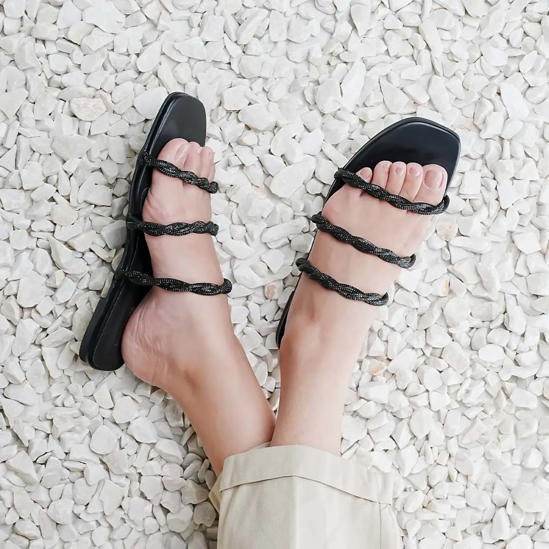 Crystal Swirl Flats Black