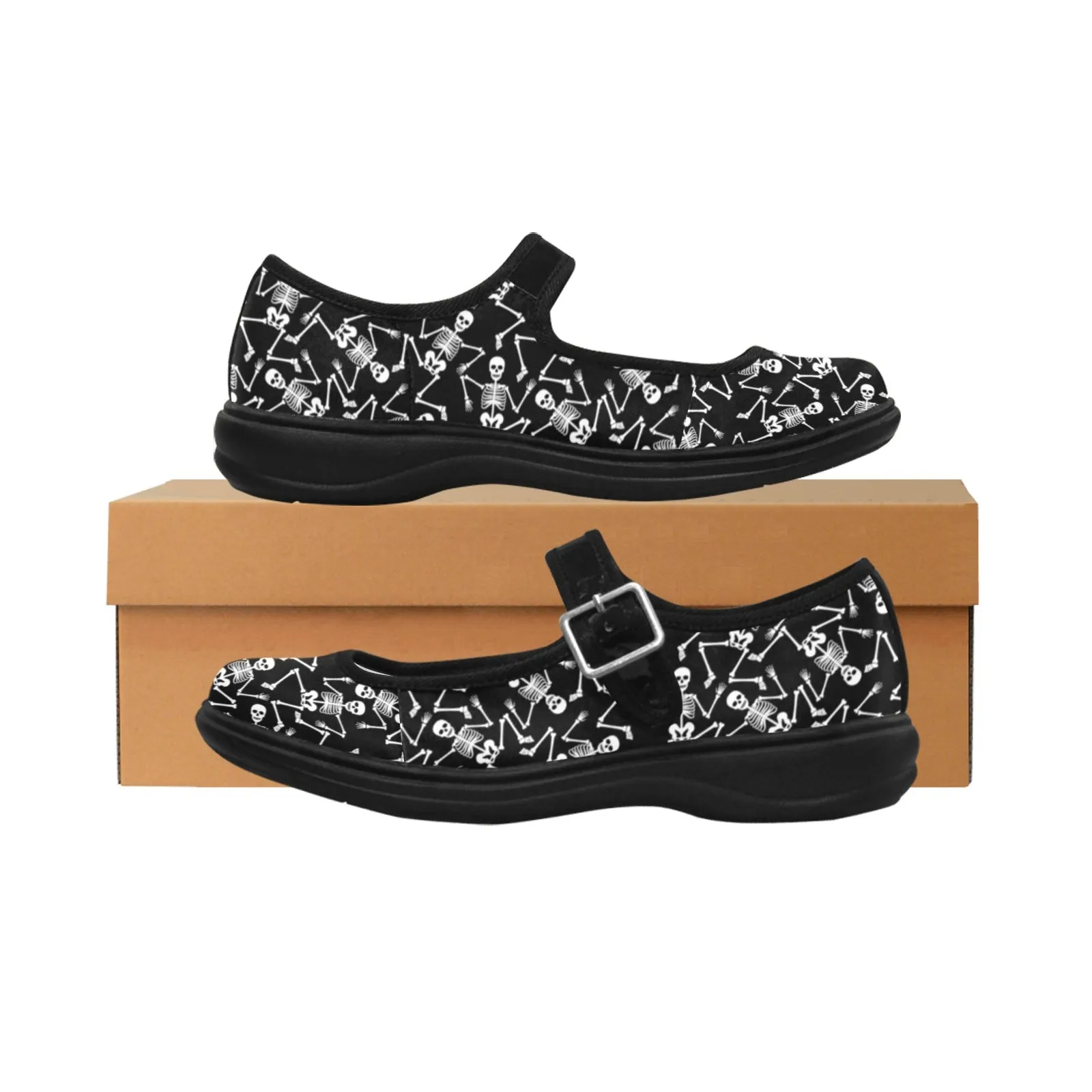 Dancing Skeletons Mila Satin Women's Mary Jane Flat (Model 4808)