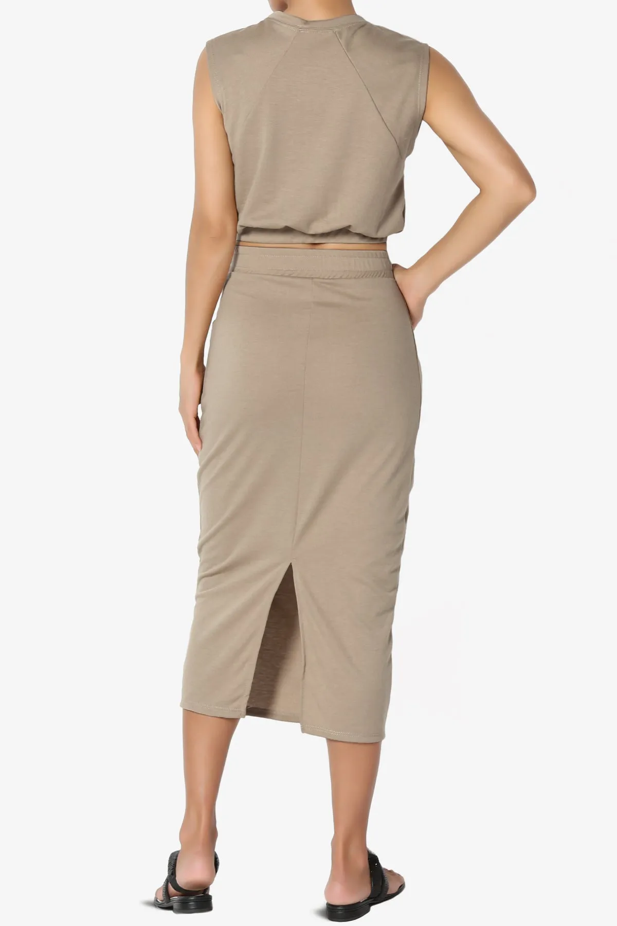 Discreet Crop Tank Top & Midi Skirt SET