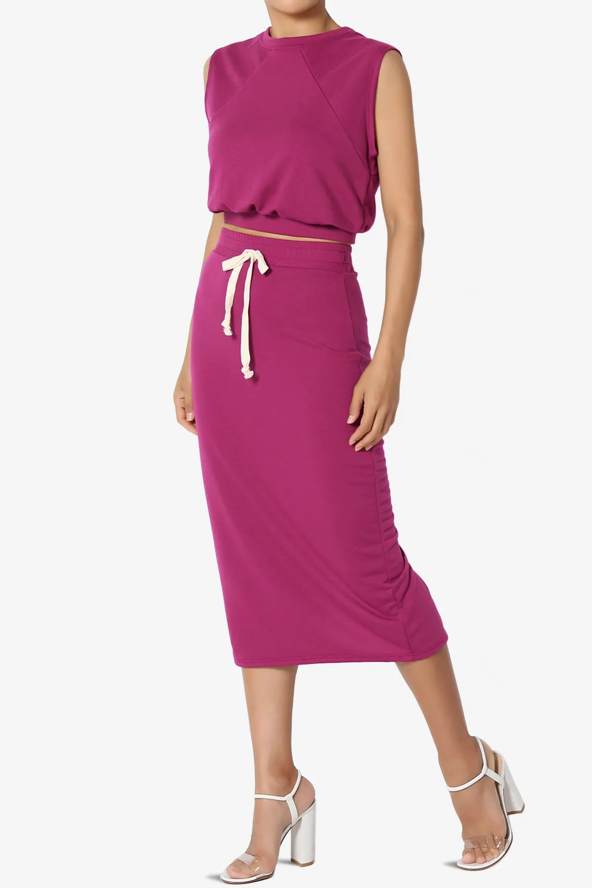 Discreet Crop Tank Top & Midi Skirt SET