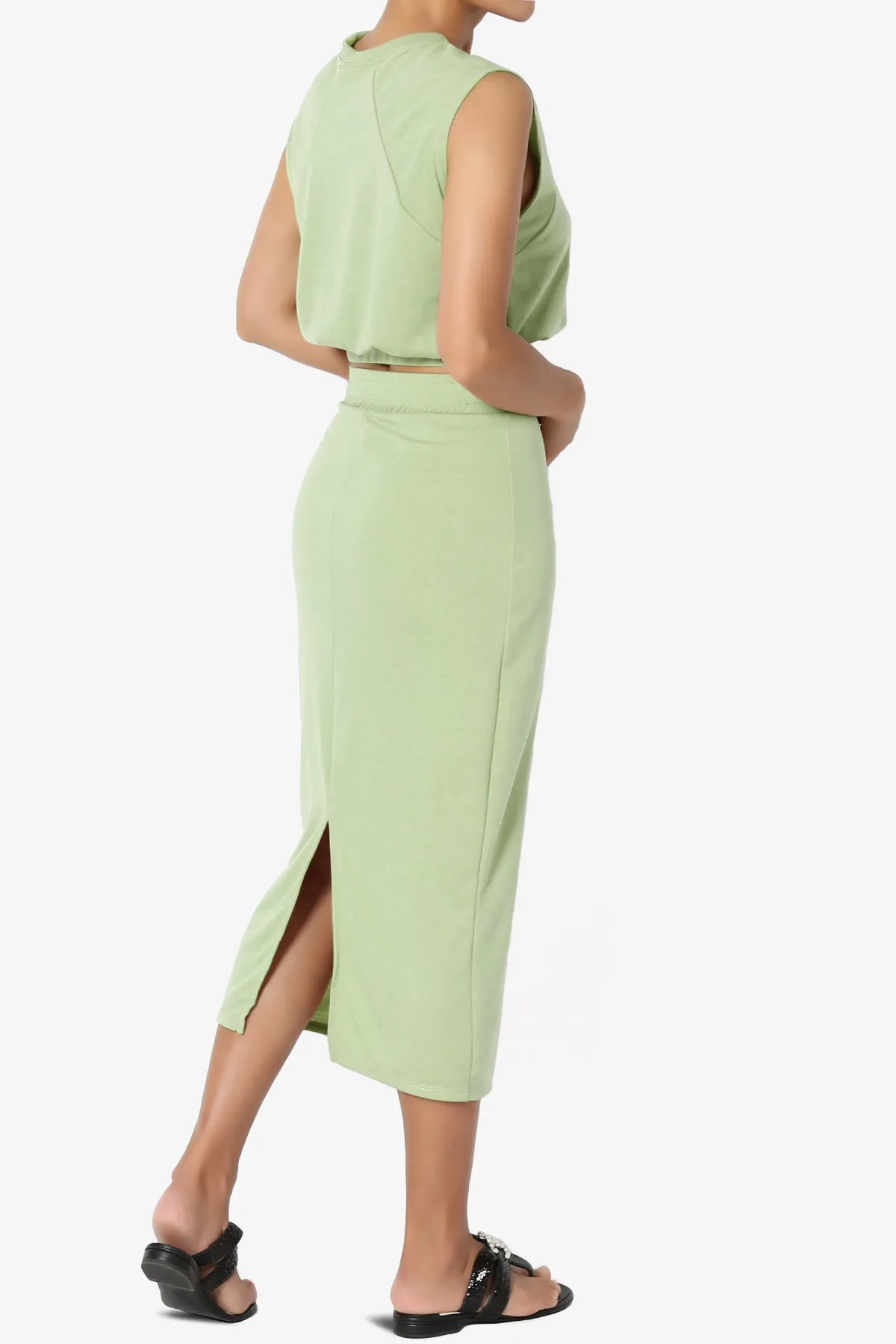 Discreet Crop Tank Top & Midi Skirt SET