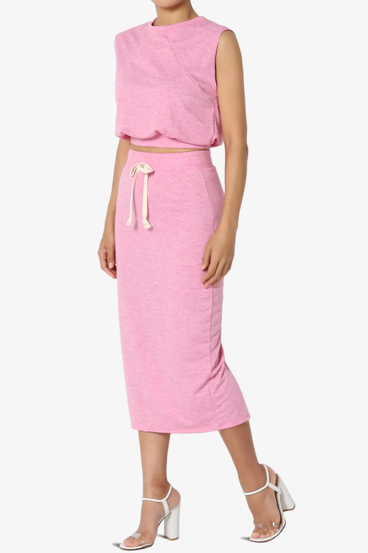 Discreet Crop Tank Top & Midi Skirt SET