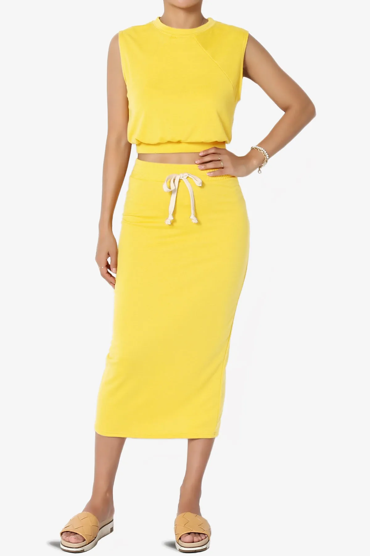 Discreet Crop Tank Top & Midi Skirt SET