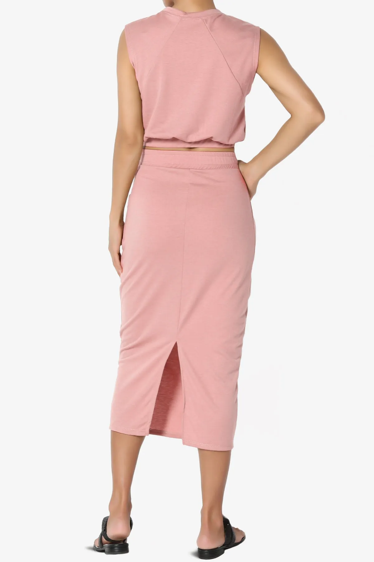 Discreet Crop Tank Top & Midi Skirt SET