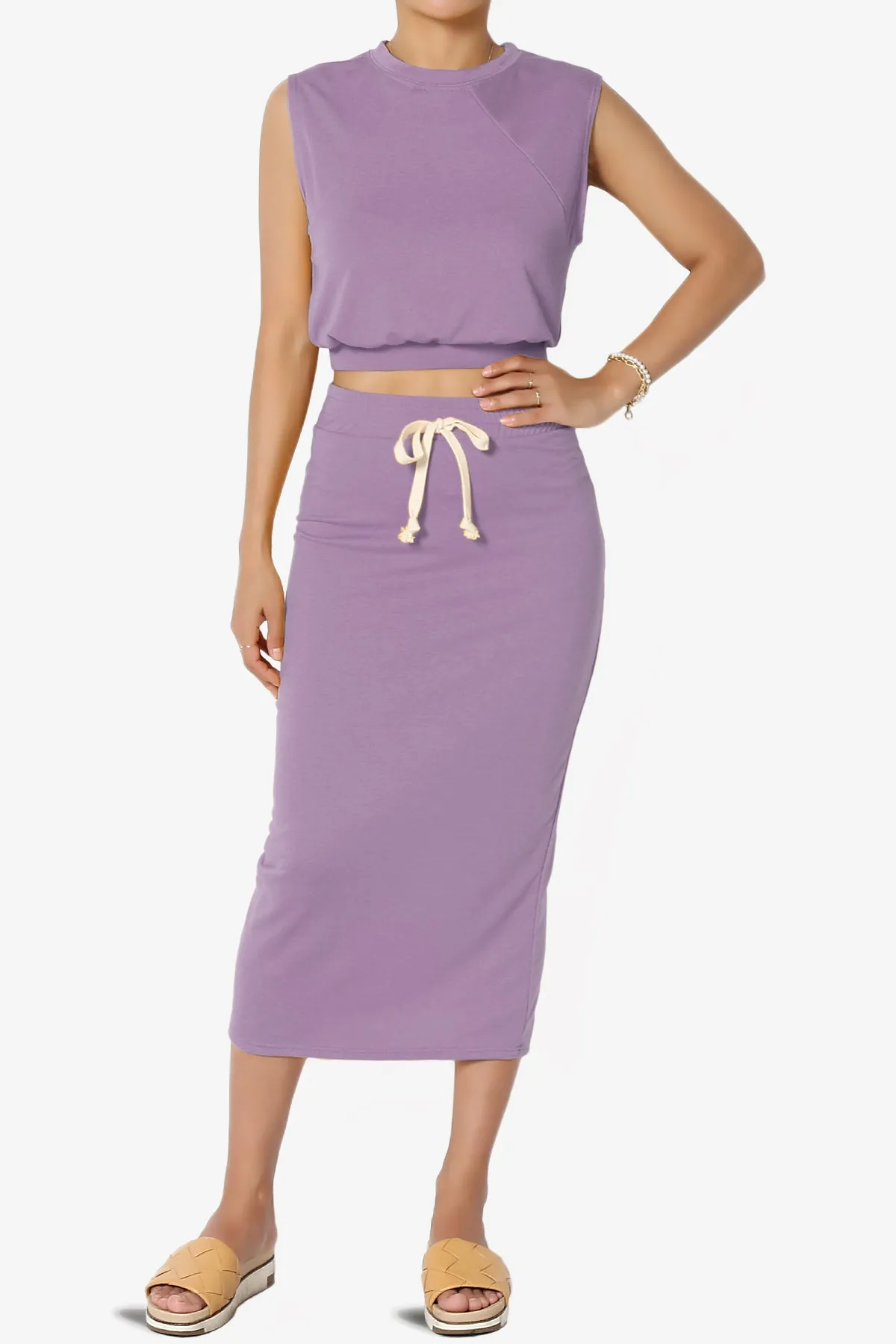 Discreet Crop Tank Top & Midi Skirt SET