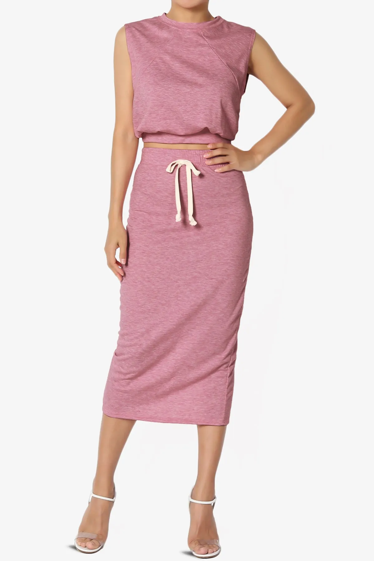 Discreet Crop Tank Top & Midi Skirt SET