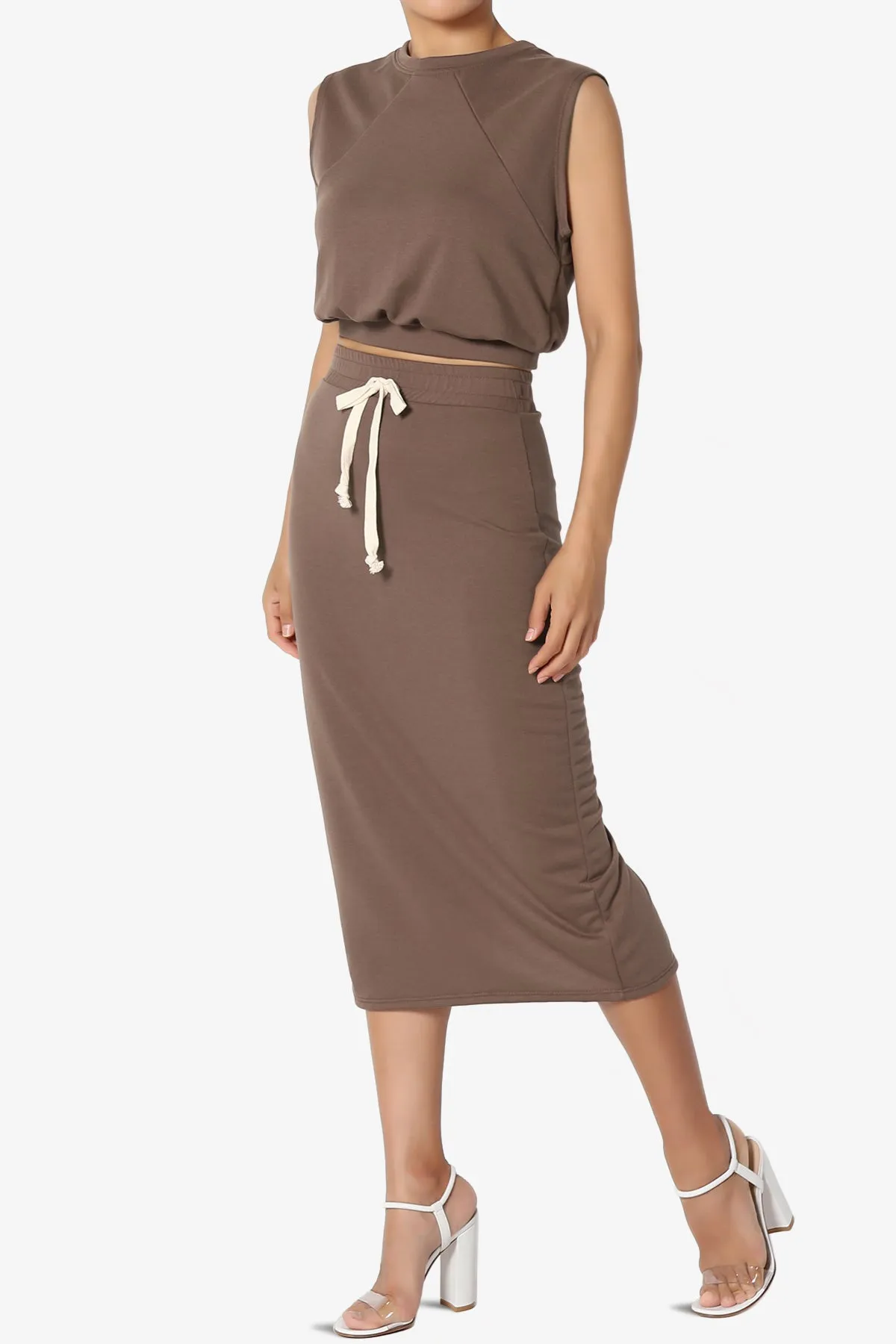 Discreet Crop Tank Top & Midi Skirt SET