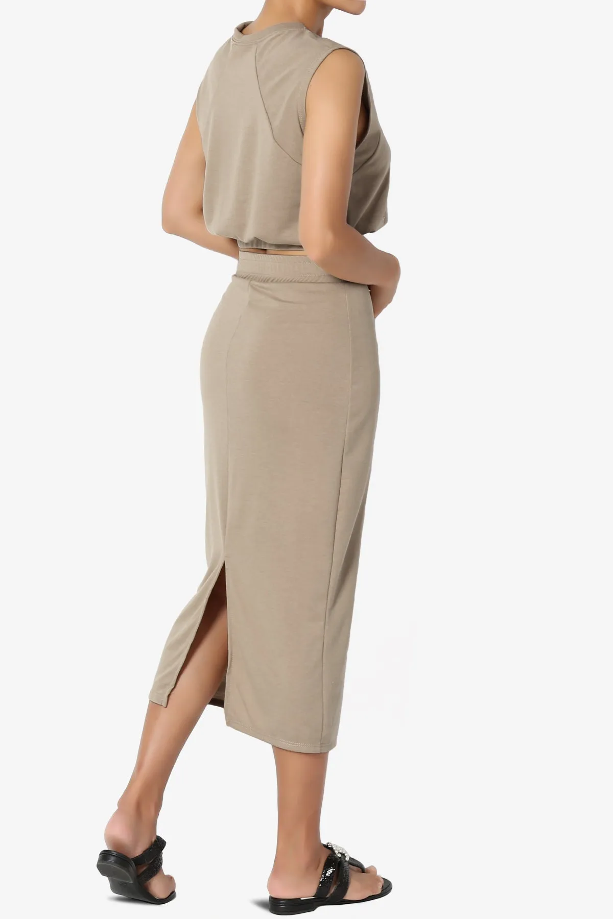 Discreet Crop Tank Top & Midi Skirt SET