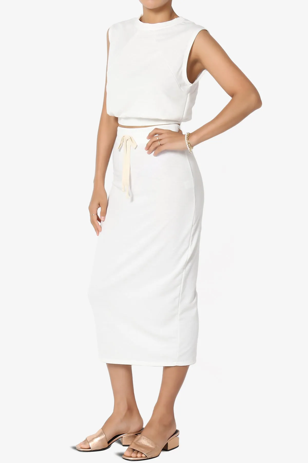 Discreet Crop Tank Top & Midi Skirt SET