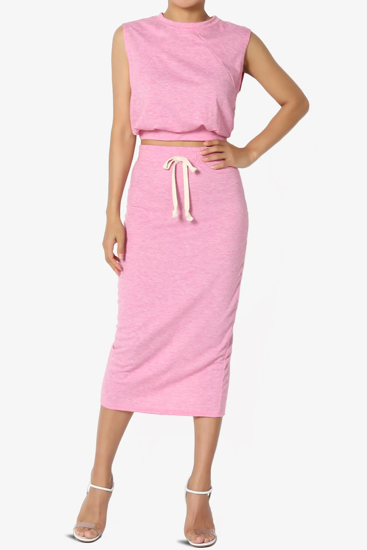 Discreet Crop Tank Top & Midi Skirt SET