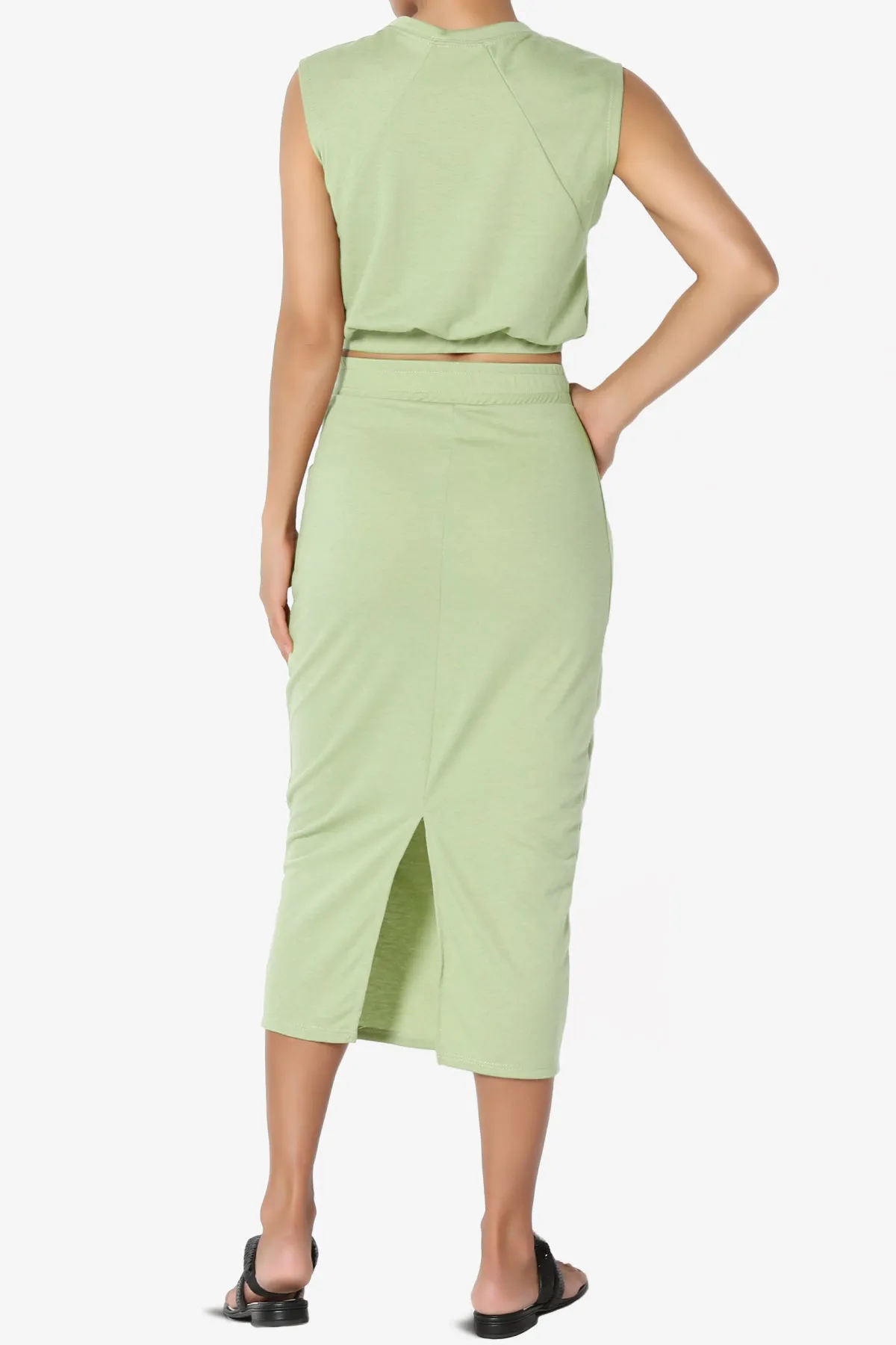 Discreet Crop Tank Top & Midi Skirt SET