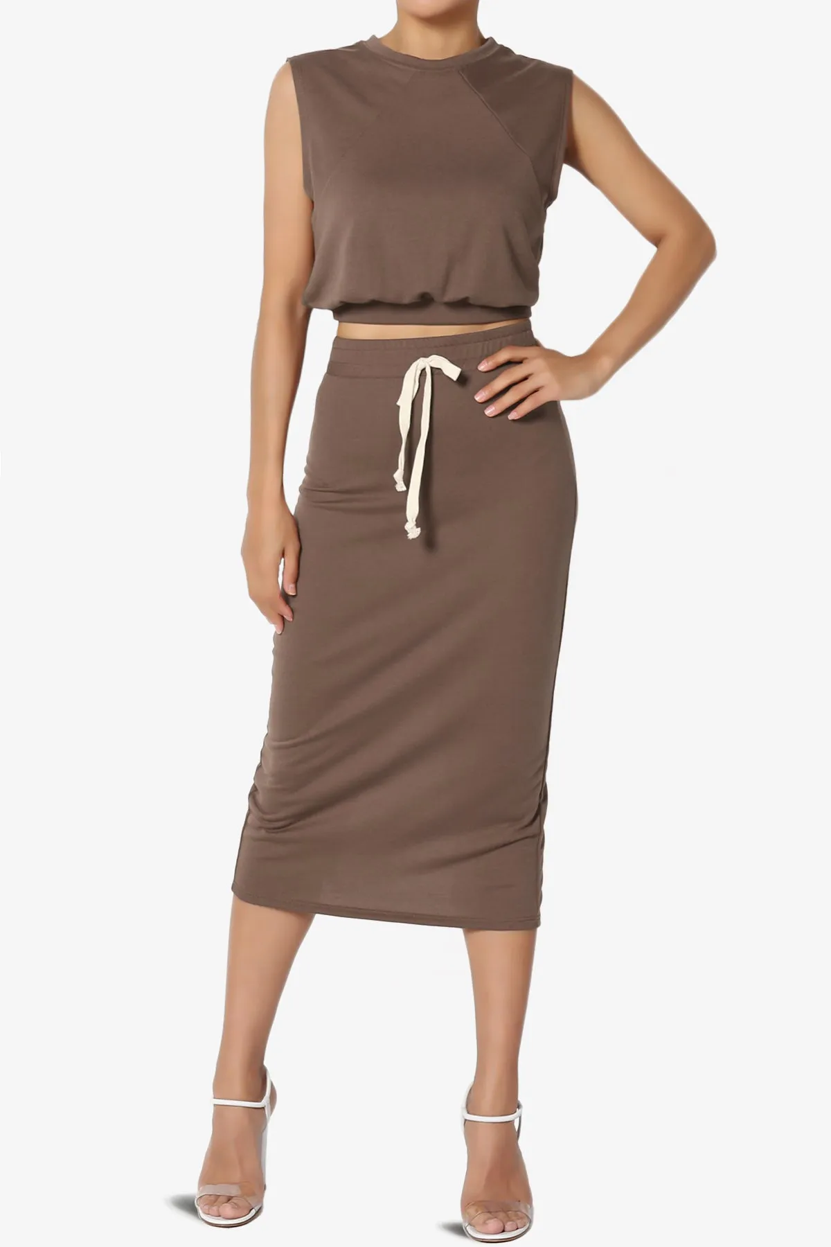 Discreet Crop Tank Top & Midi Skirt SET