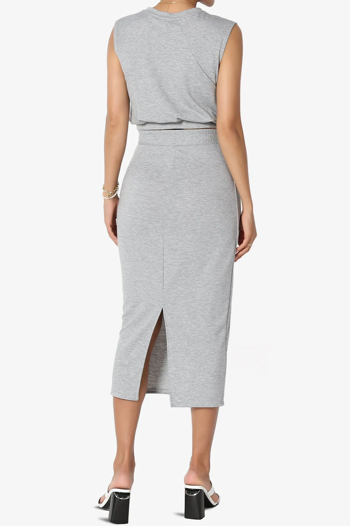 Discreet Crop Tank Top & Midi Skirt SET