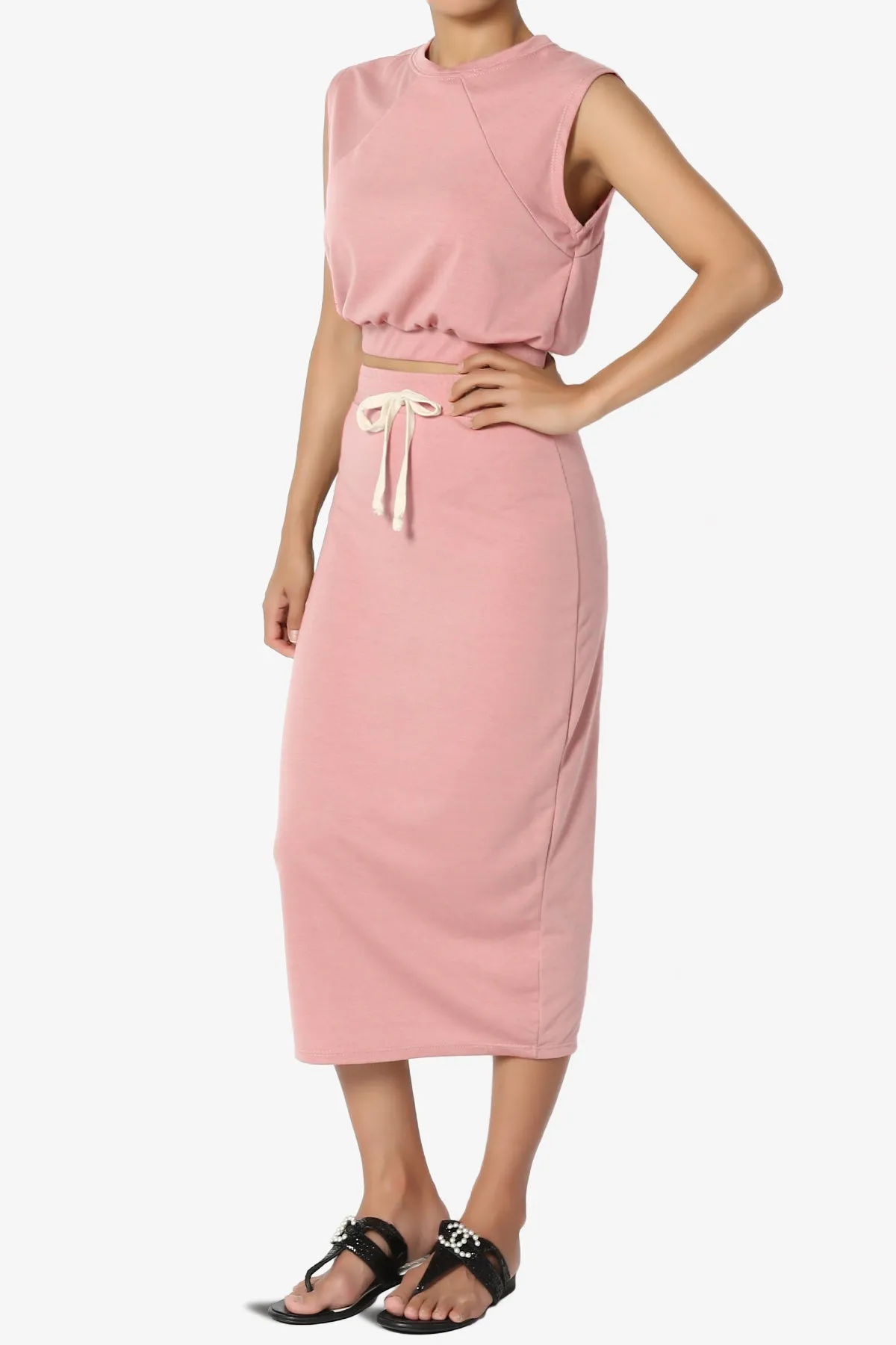 Discreet Crop Tank Top & Midi Skirt SET