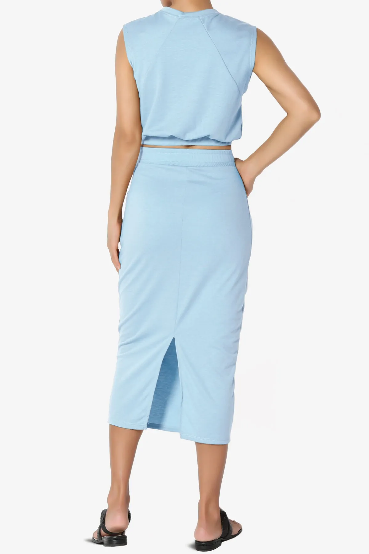 Discreet Crop Tank Top & Midi Skirt SET