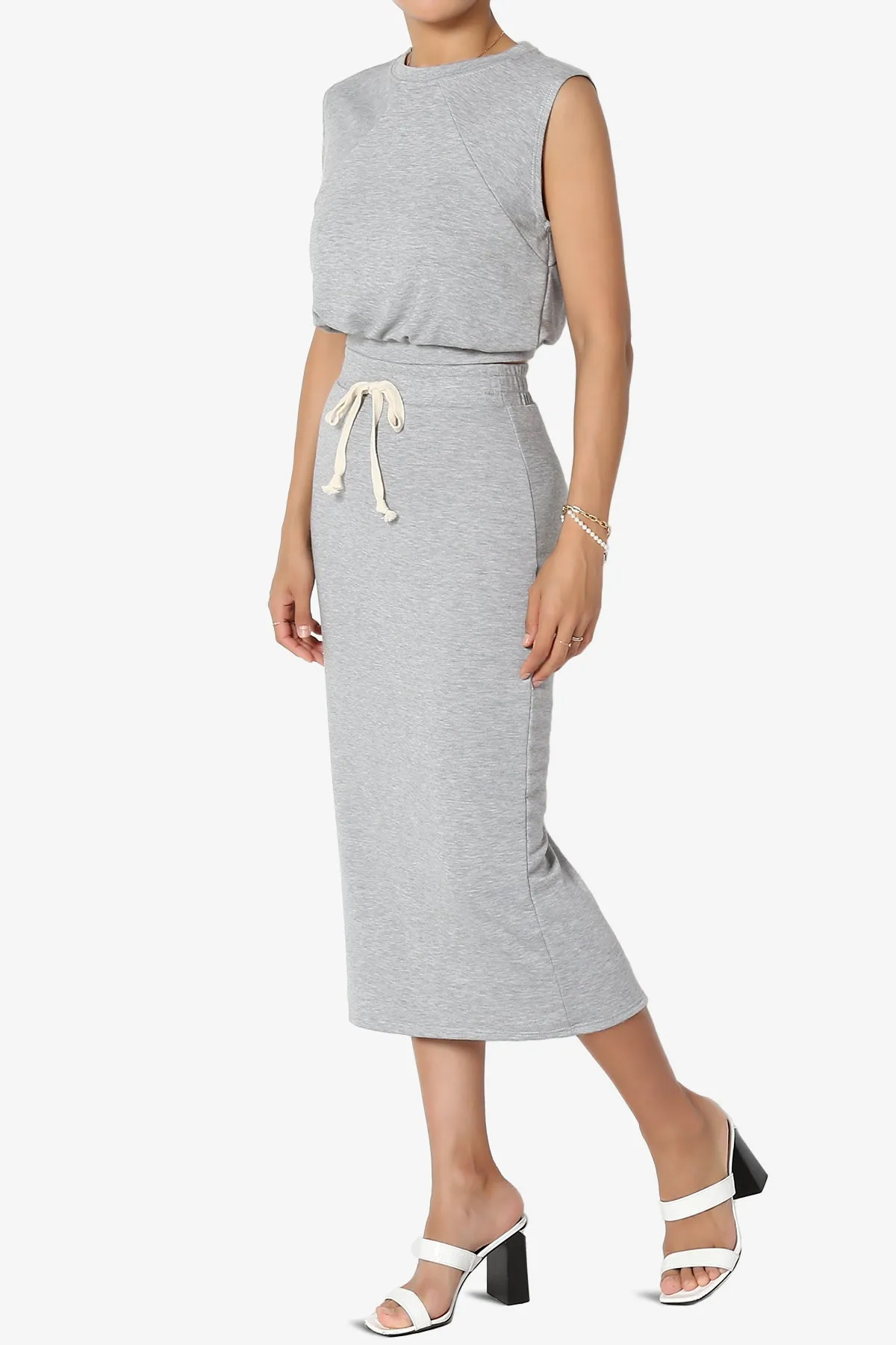 Discreet Crop Tank Top & Midi Skirt SET