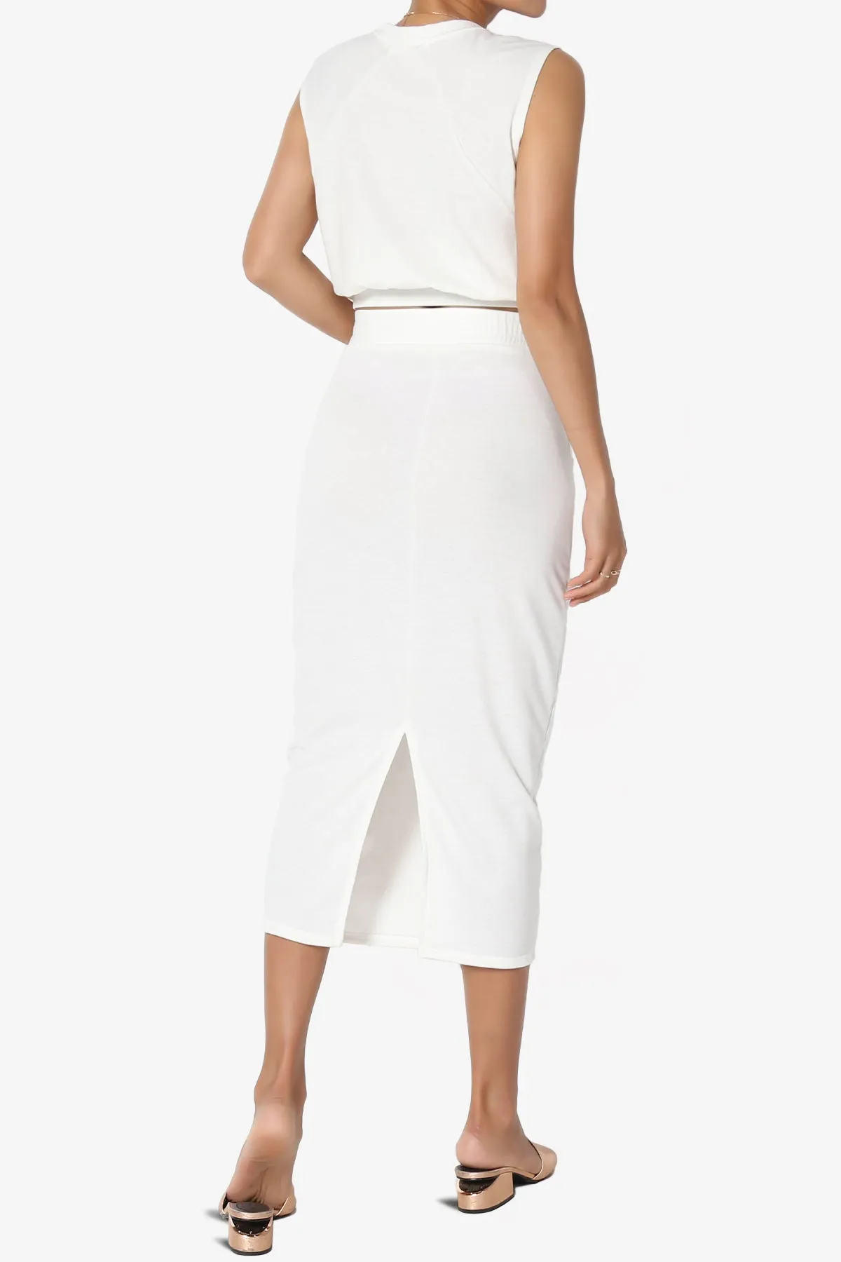 Discreet Crop Tank Top & Midi Skirt SET