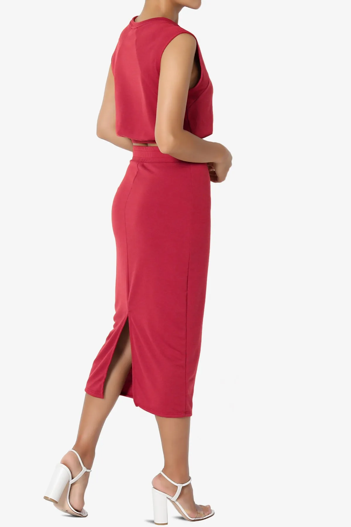 Discreet Crop Tank Top & Midi Skirt SET