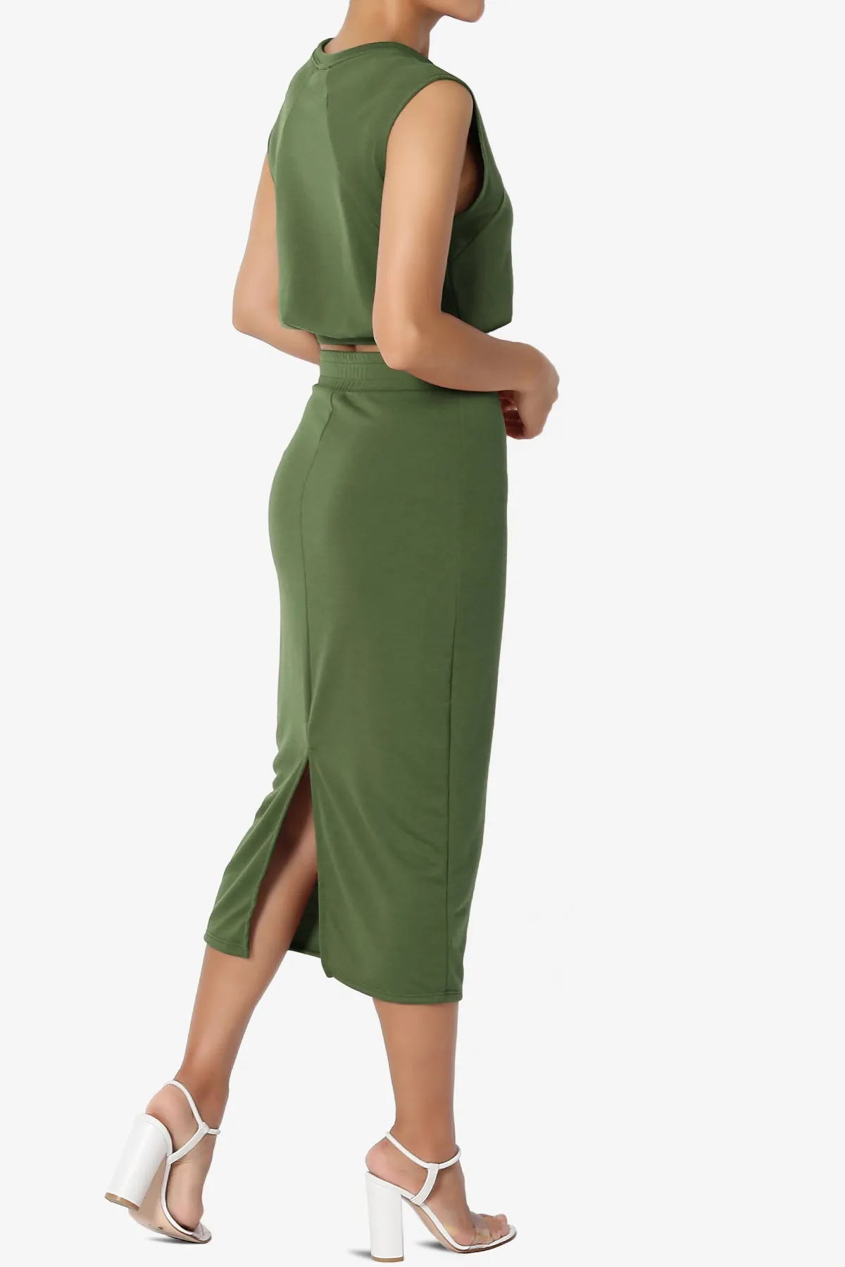 Discreet Crop Tank Top & Midi Skirt SET