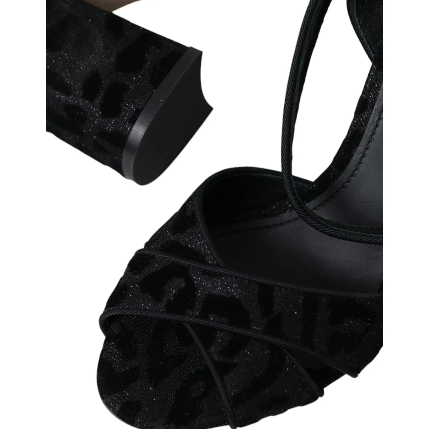 Dolce & Gabbana Black Leopard Suede Heels Sandals Shoes